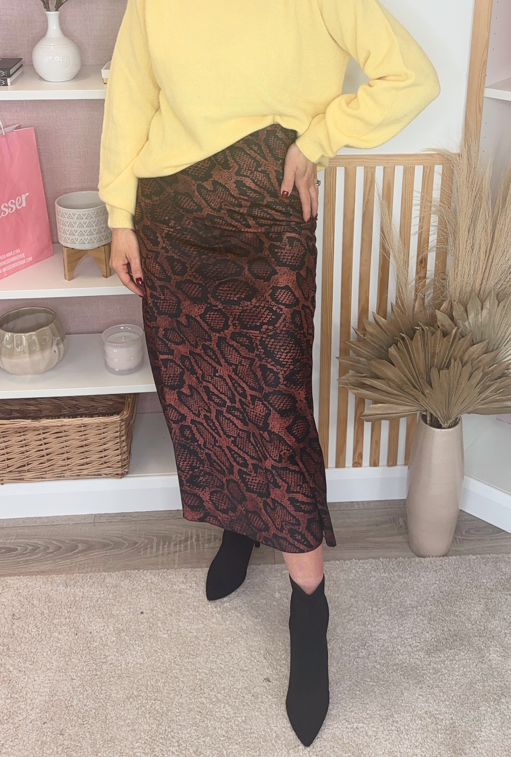 Animal Print Satin Skirt
