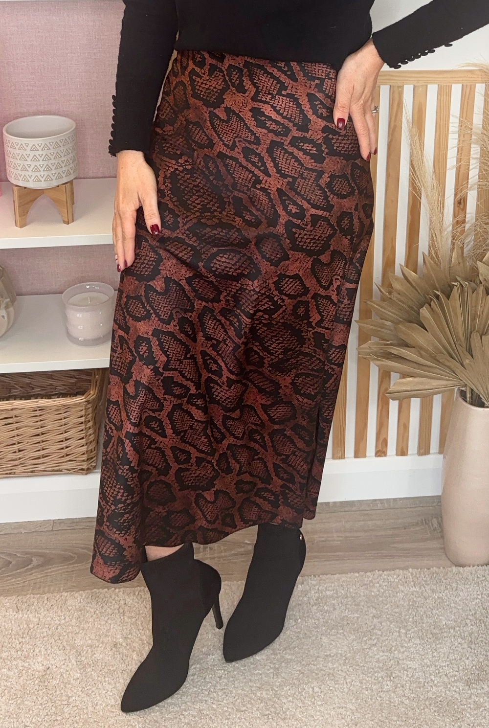 Animal Print Satin Skirt