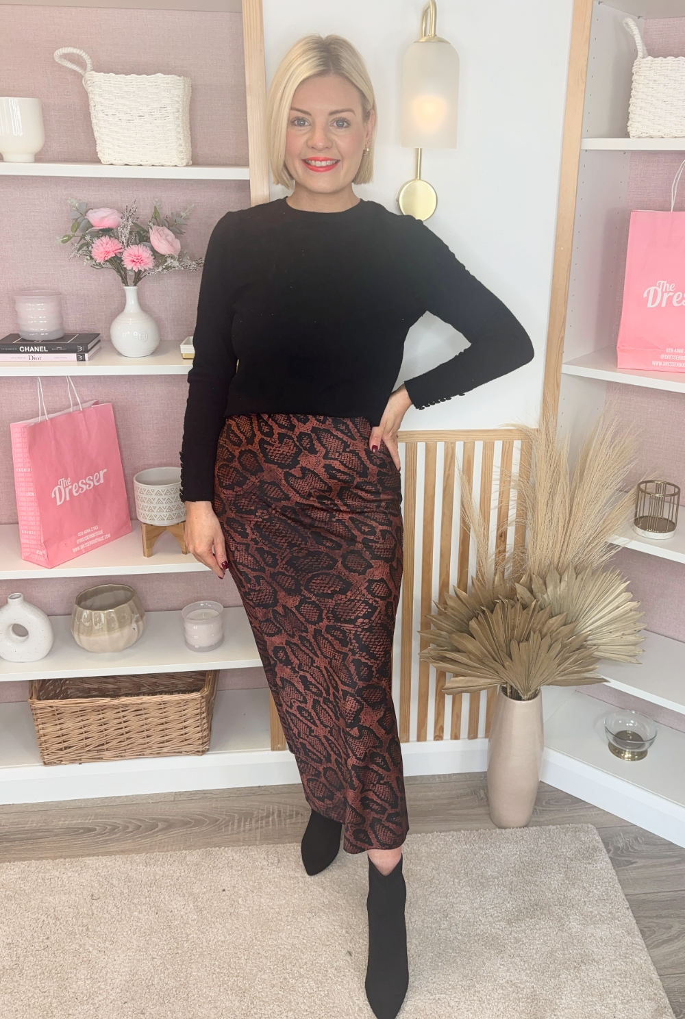 Animal Print Satin Skirt