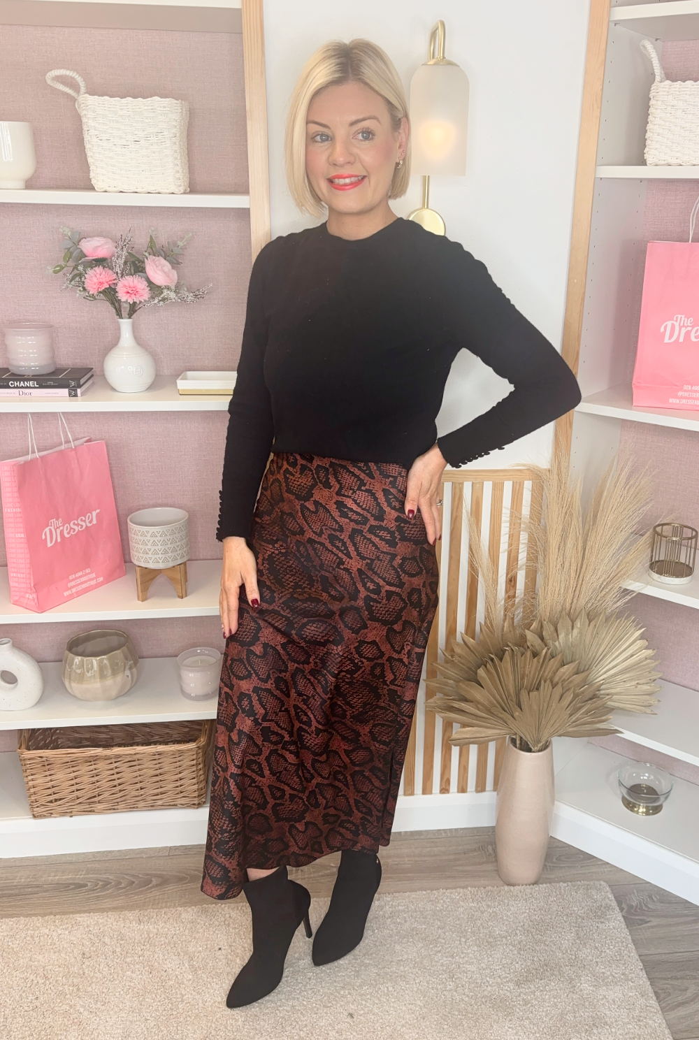 Animal Print Satin Skirt