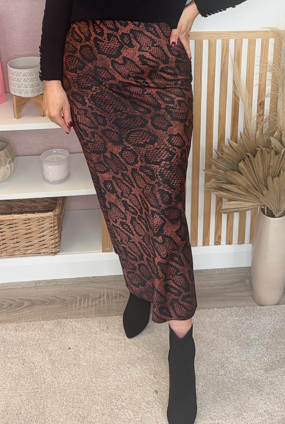 Animal Print Satin Skirt