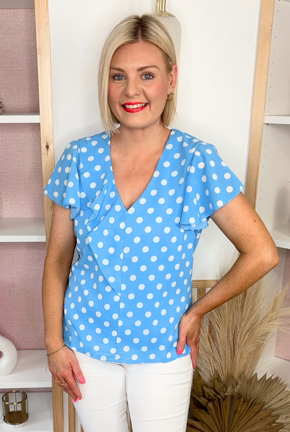 Blue Polka Dot Blouse