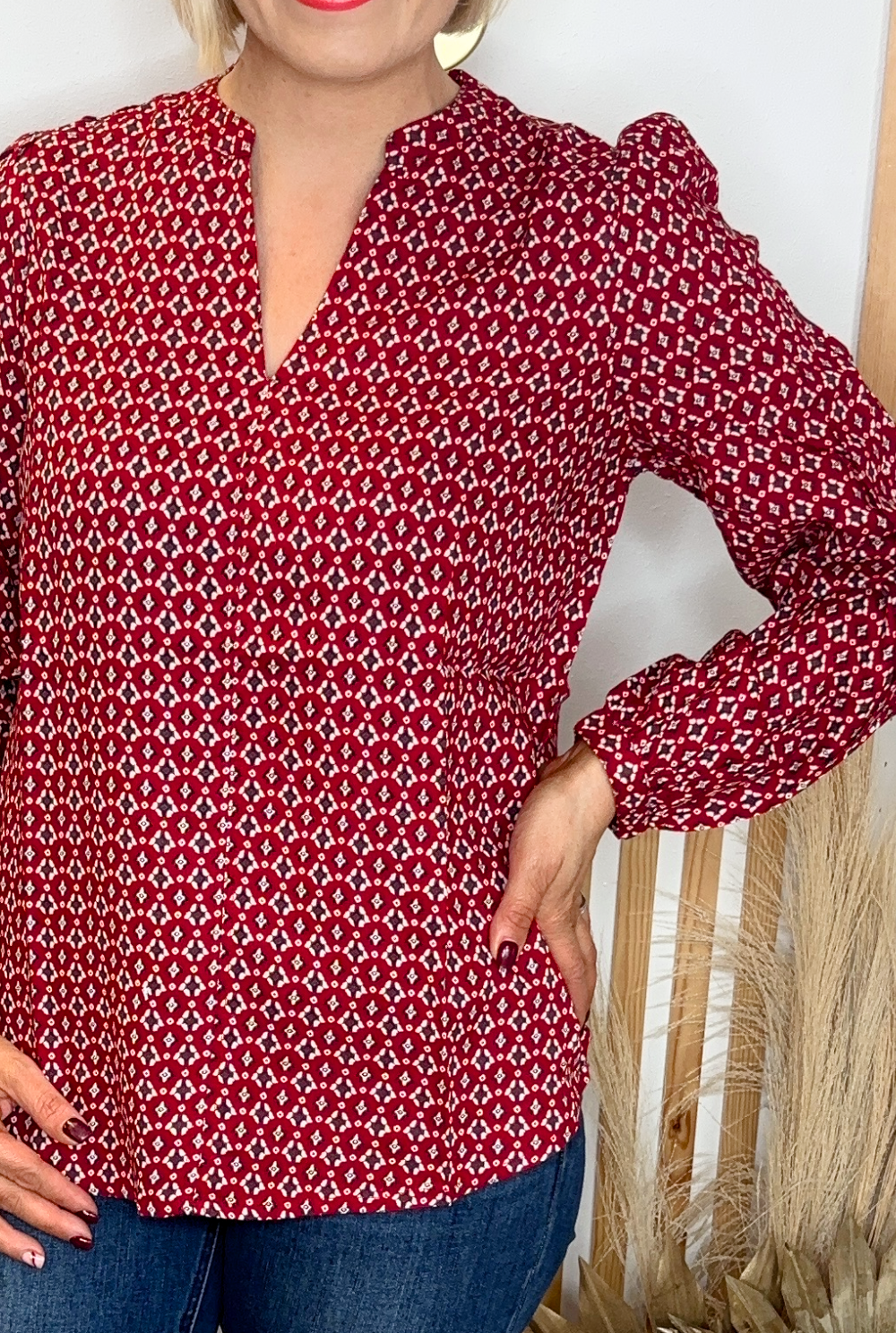 Cally Printed Blouse (Red)
