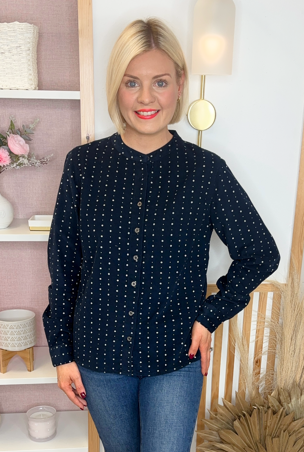 Corduroy Floral Blouse