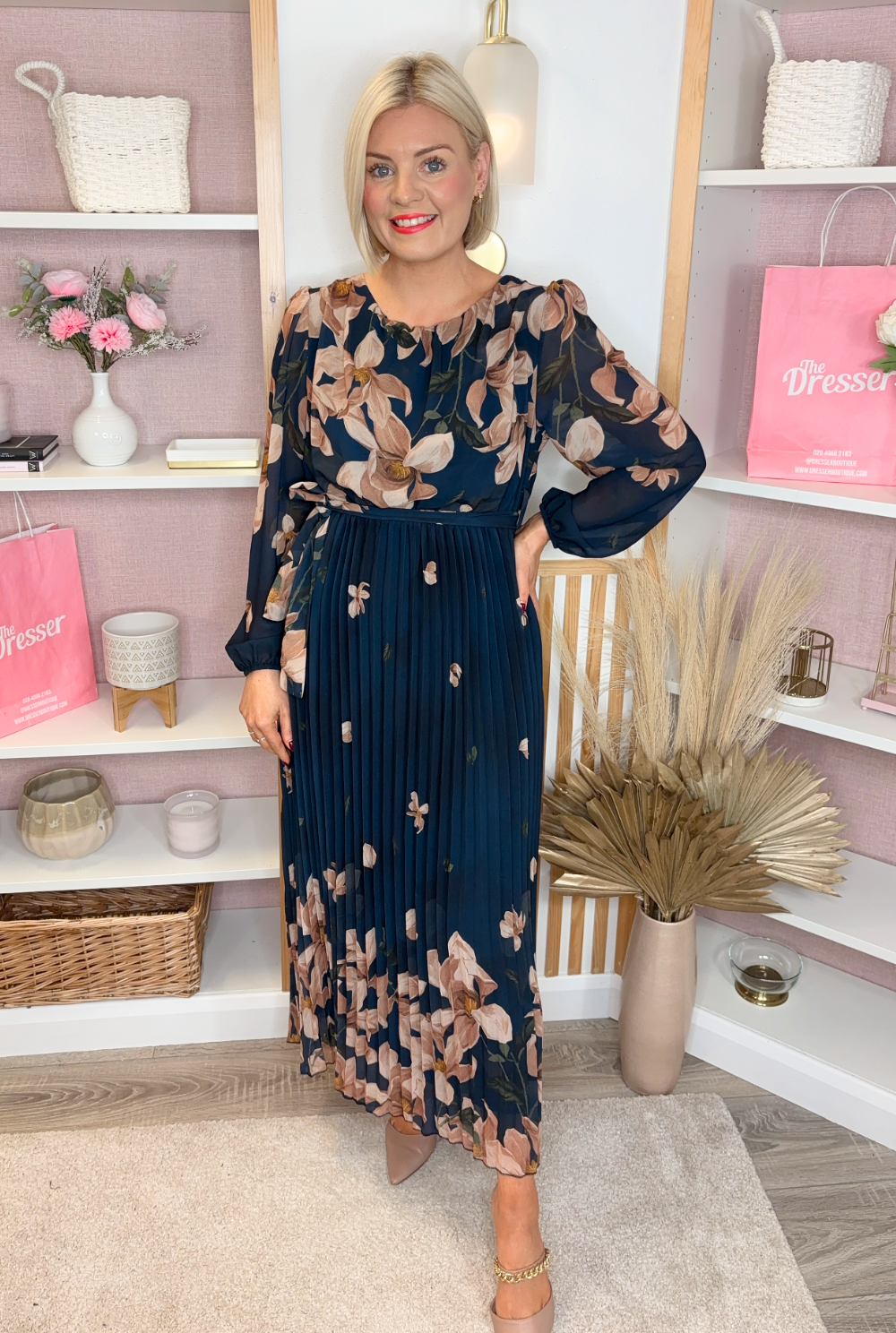 Falling Leaf Midi (Navy)