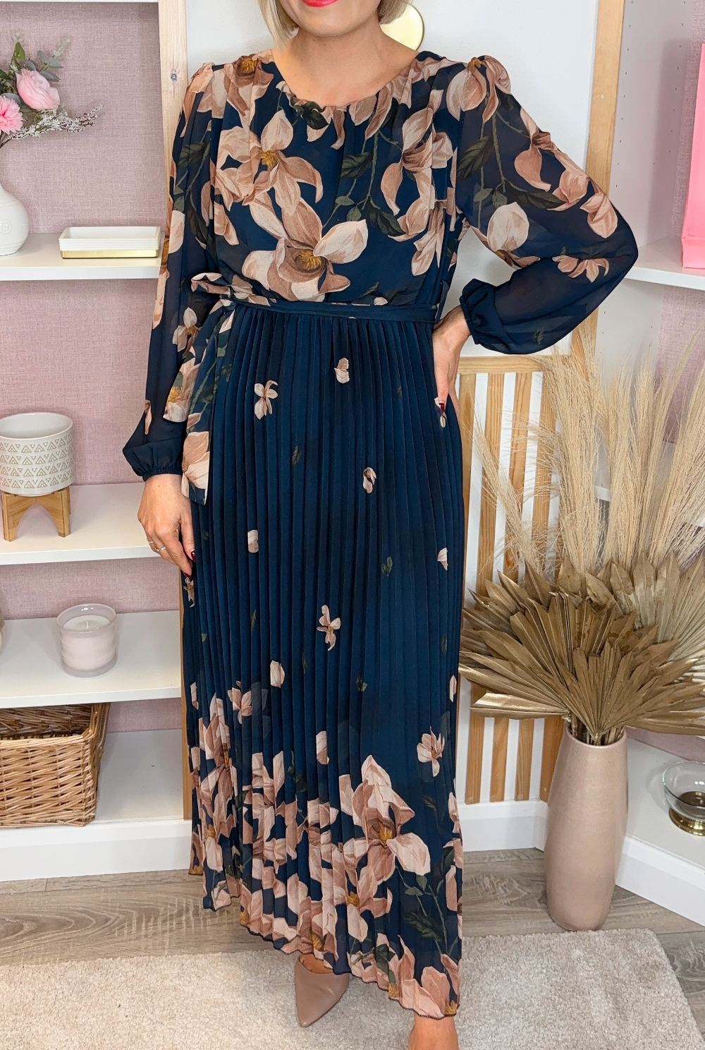 Falling Leaf Midi (Navy)