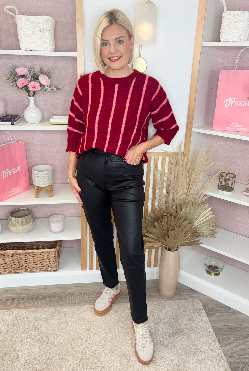 Faux Leather Mom Jean (Black)