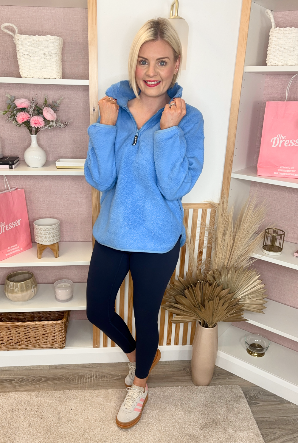 Fleeced Quarter Zip (Blue)