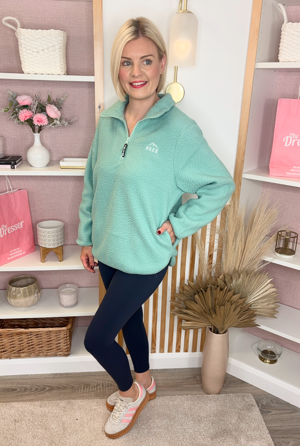 Fleeced Quarter Zip (Green)