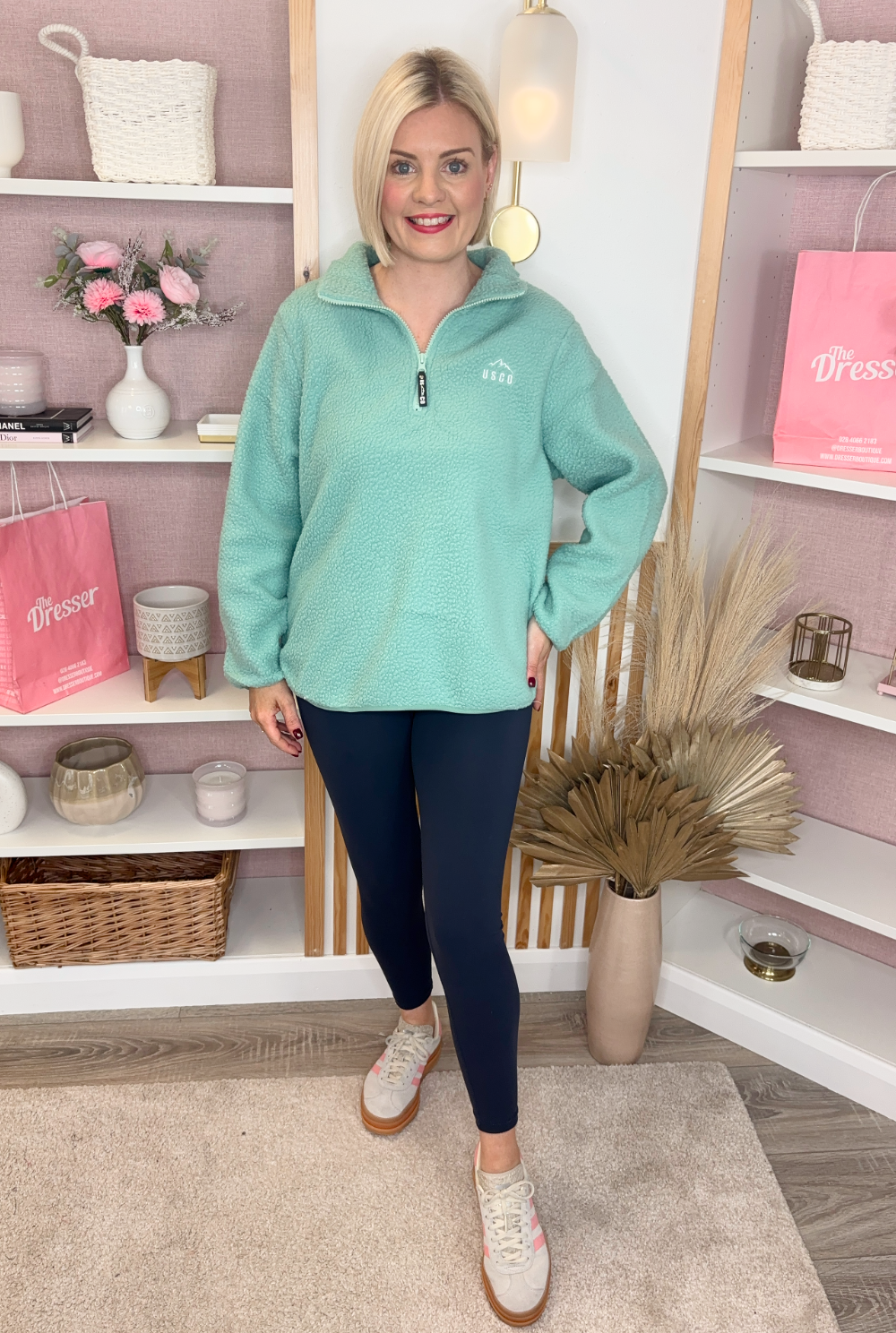 Fleeced Quarter Zip (Green)