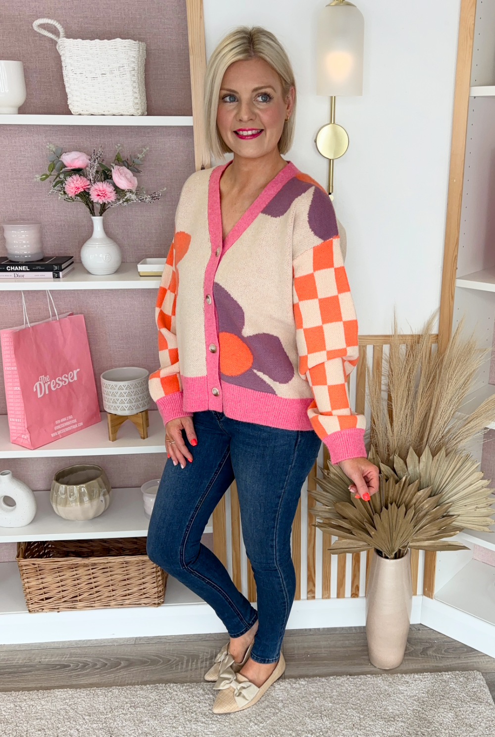 Flower Power Cardigan (Pink/Orange)