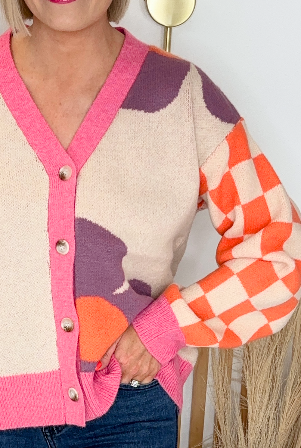 Flower Power Cardigan (Pink/Orange)