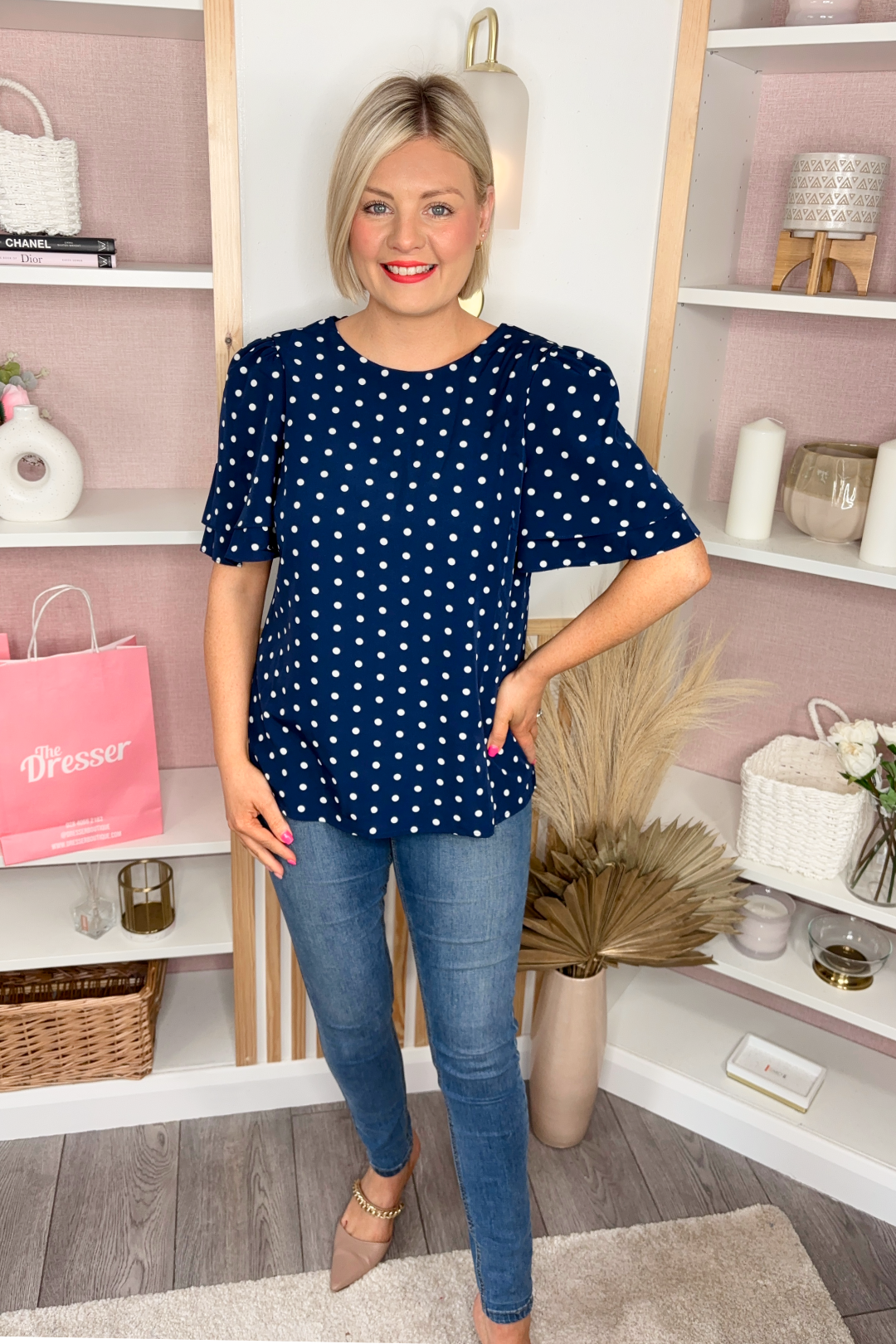 Flutter Sleeve Top (Navy)