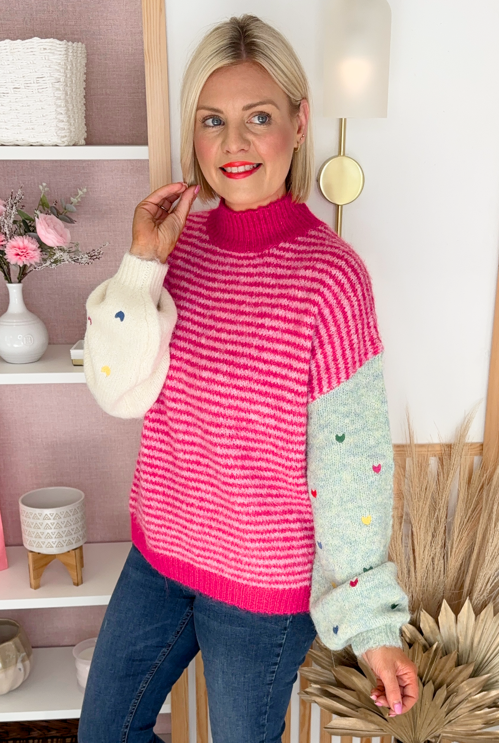 Gina Contrasting Knit (Fuchsia)