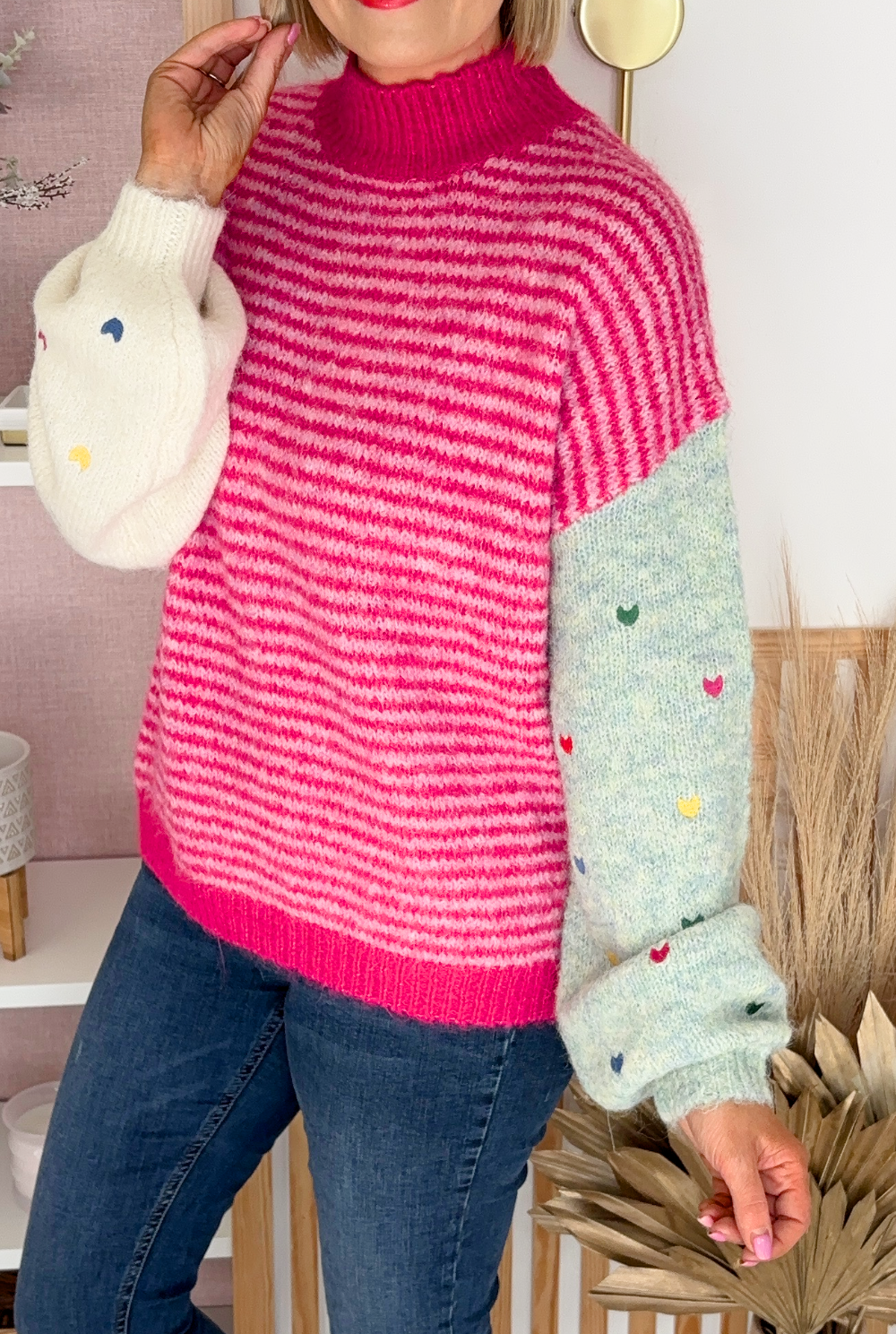 Gina Contrasting Knit (Fuchsia)