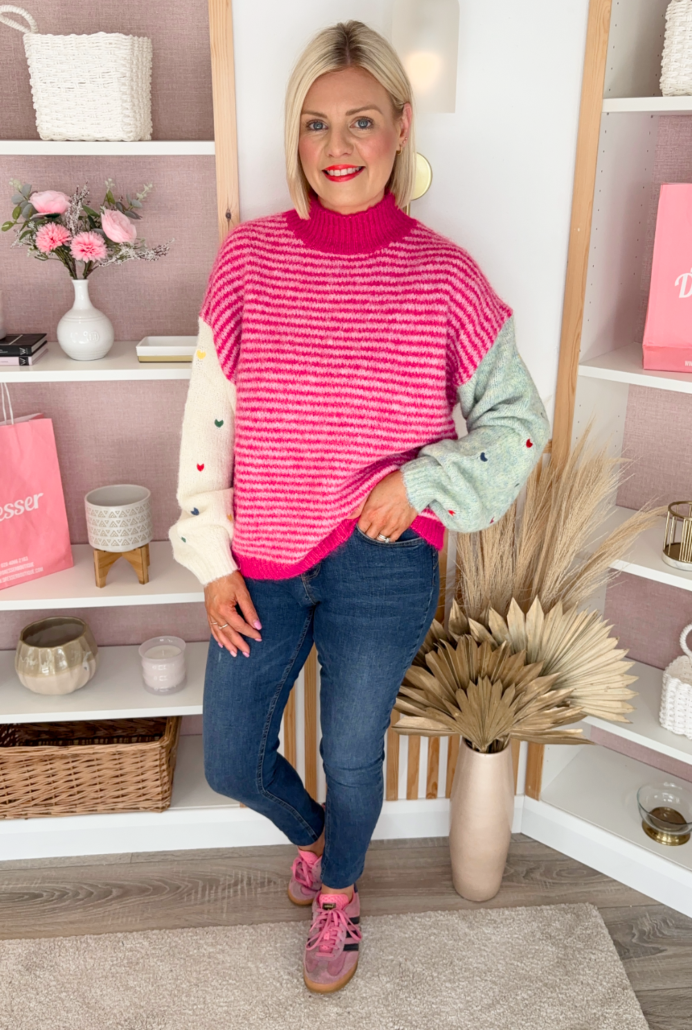 Gina Contrasting Knit (Fuchsia)