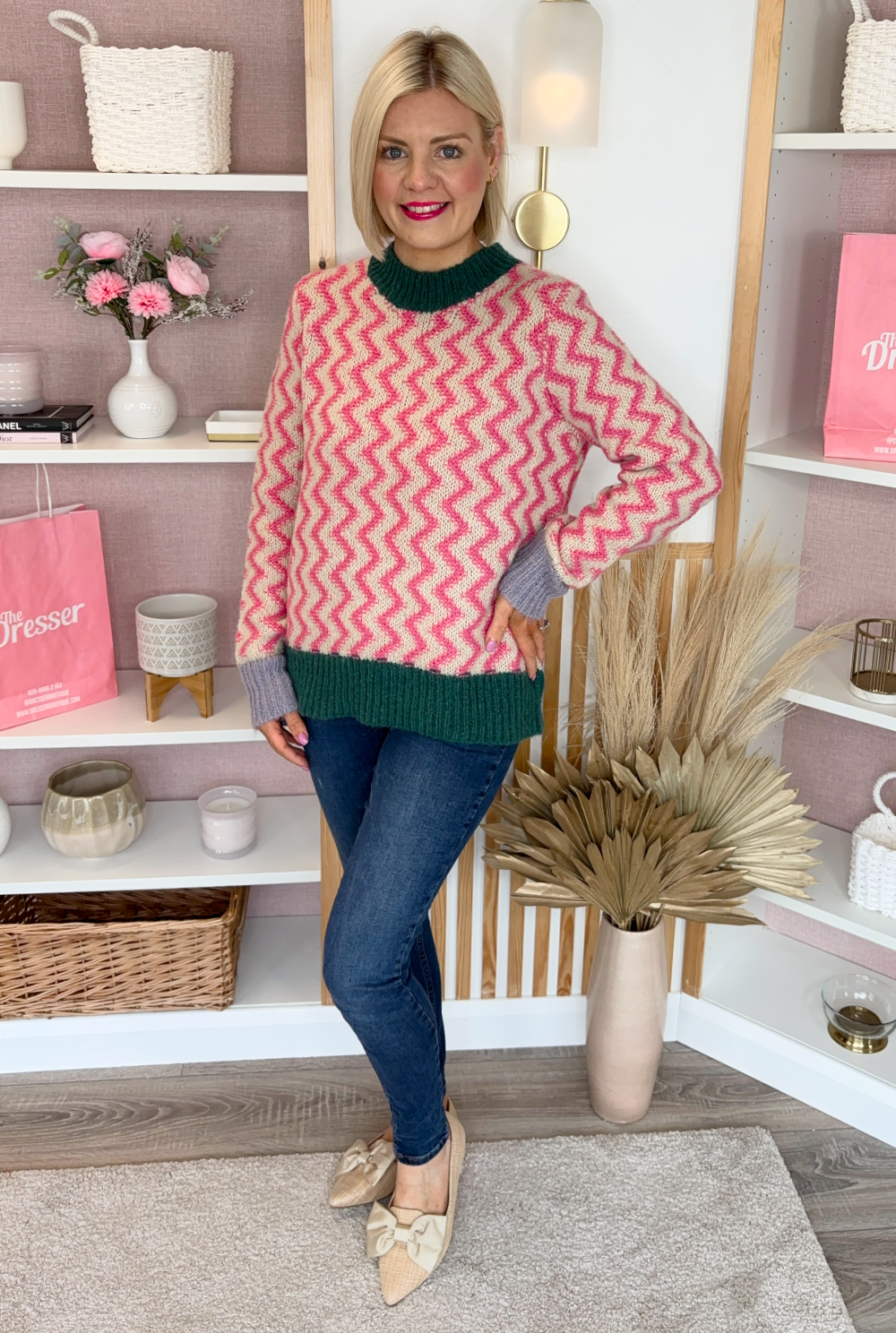 Green/Pink Chunky Knit