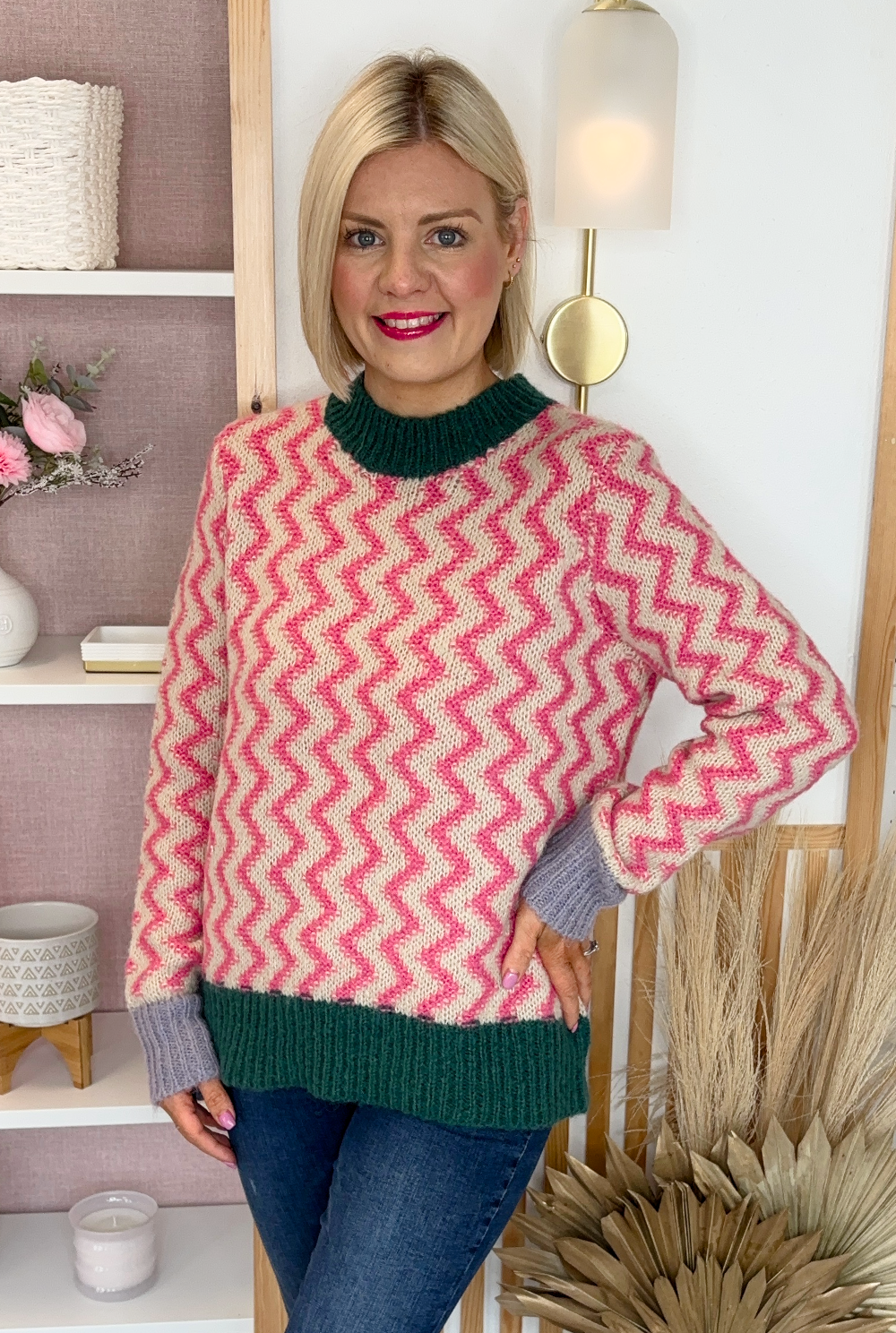 Green/Pink Chunky Knit