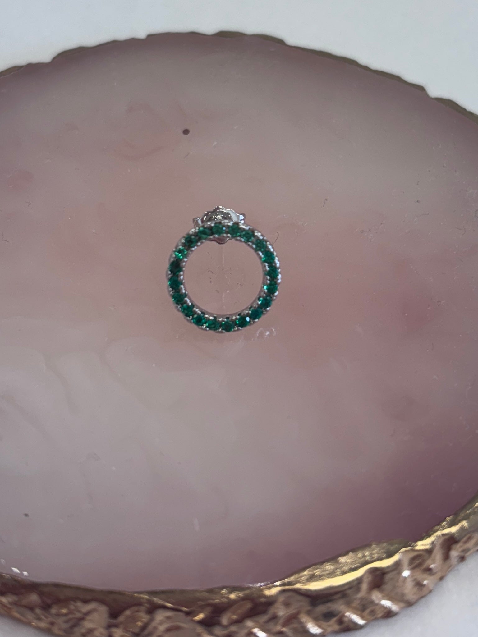 Jewelled Circle Stud (Green)