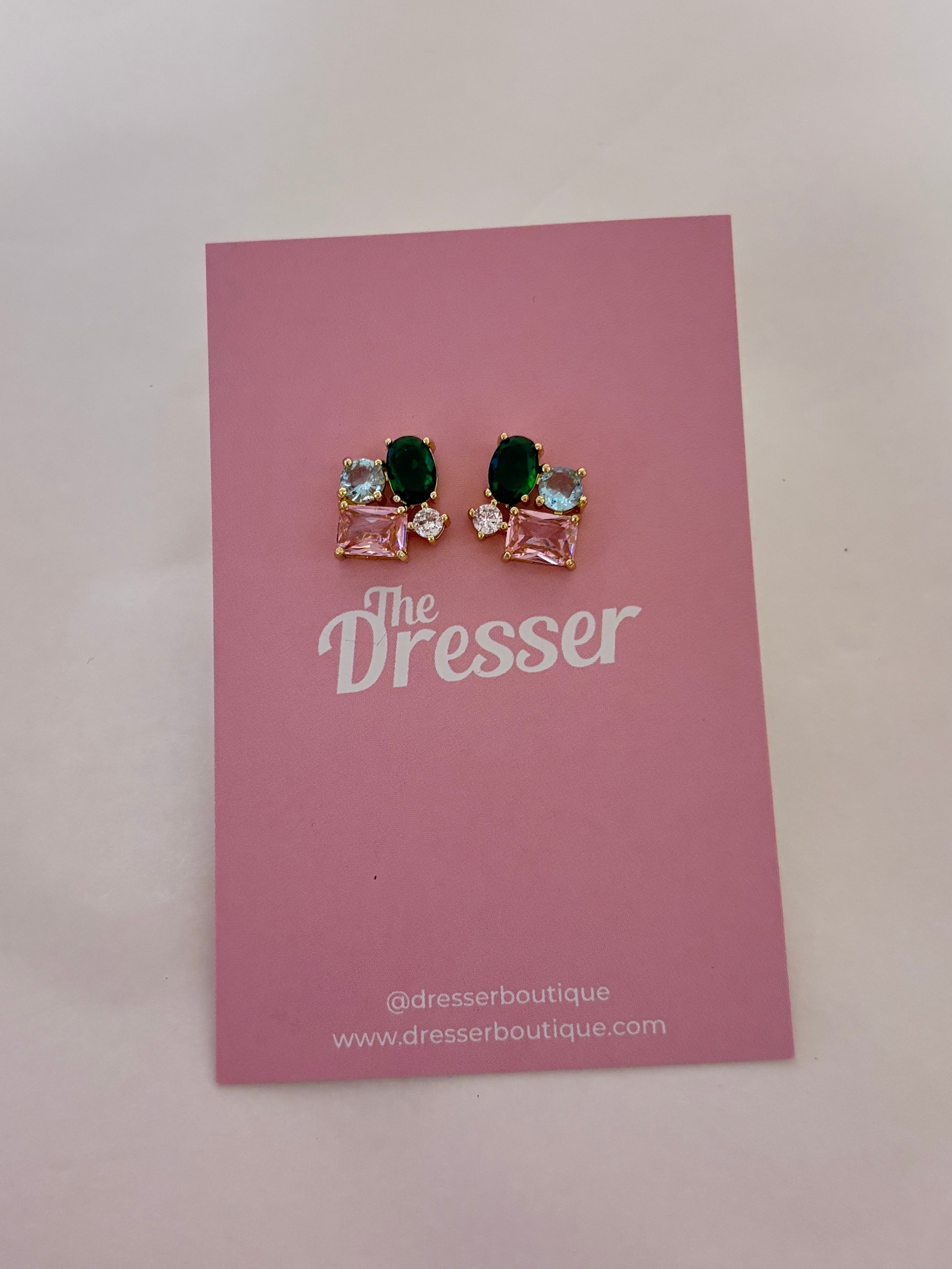 Multi Gem Cluster Earring