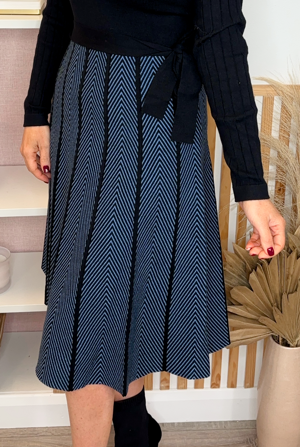 Knit Dress (Black/Navy)