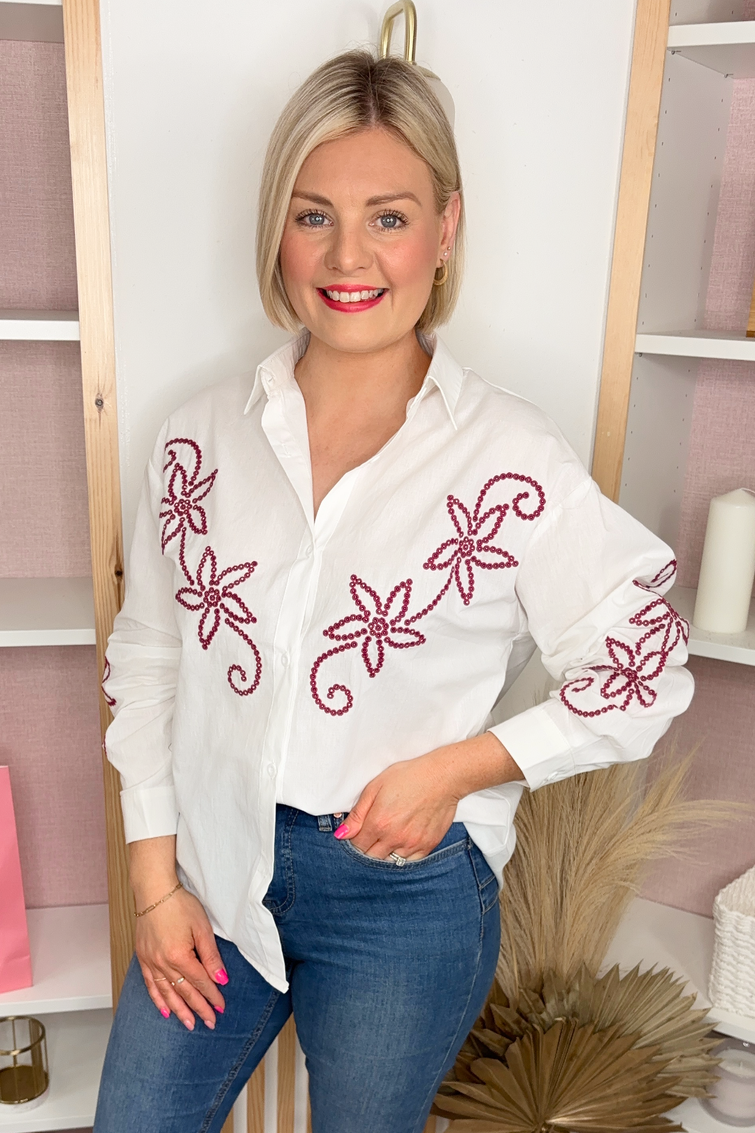 Lotus Embroidered Blouse