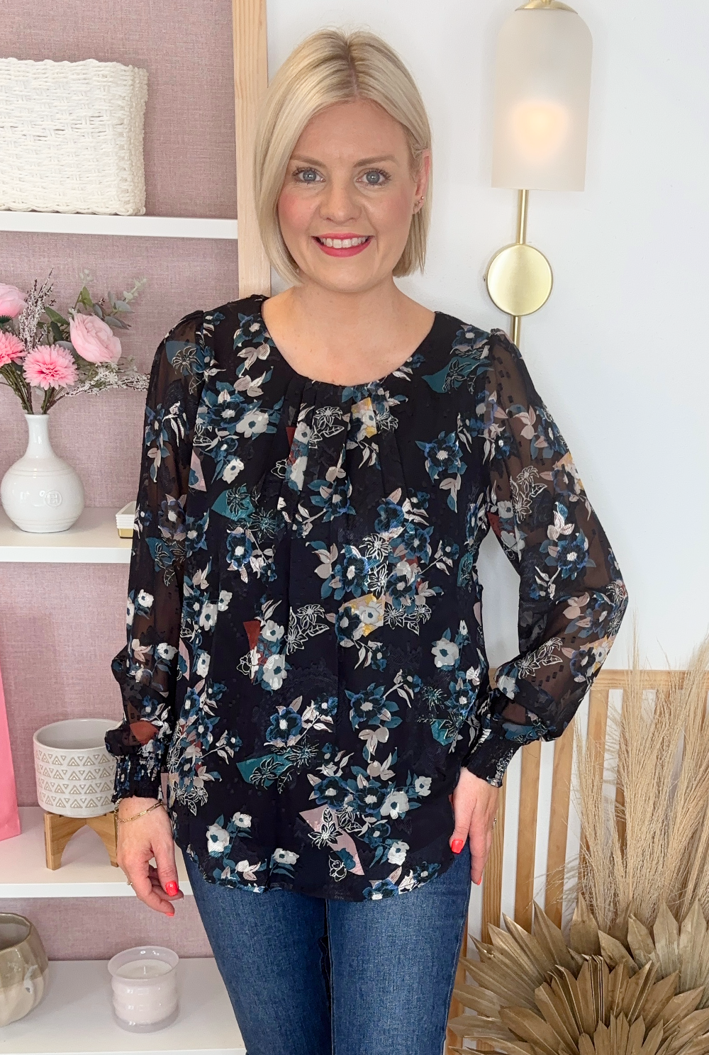 Midnight Floral Blouse