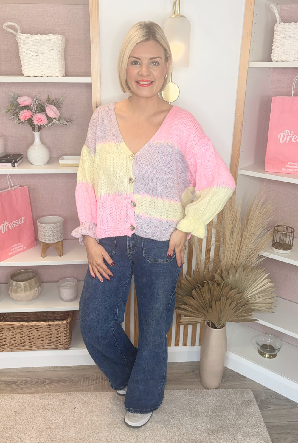 Pastel Contrasting Cardigan (Lilac)