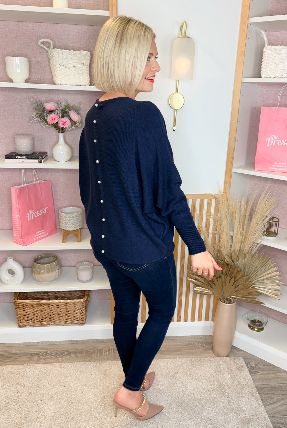 Pearl Batwing Jumper (Navy)