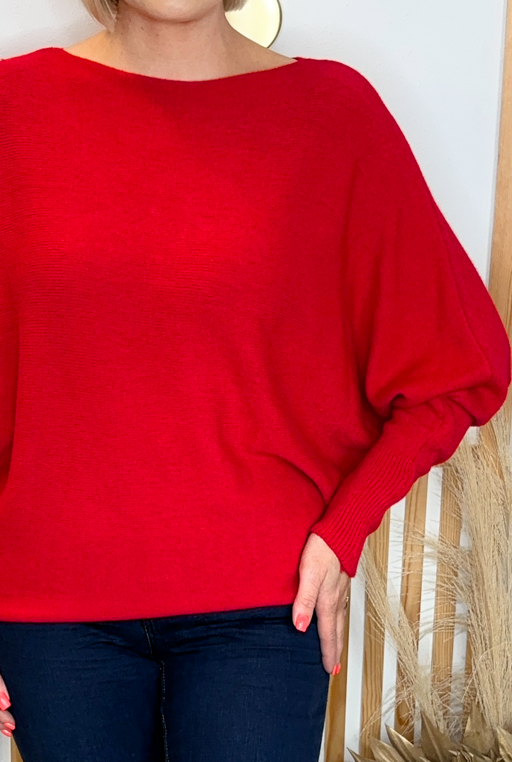 Pearl Batwing Jumper (Red)