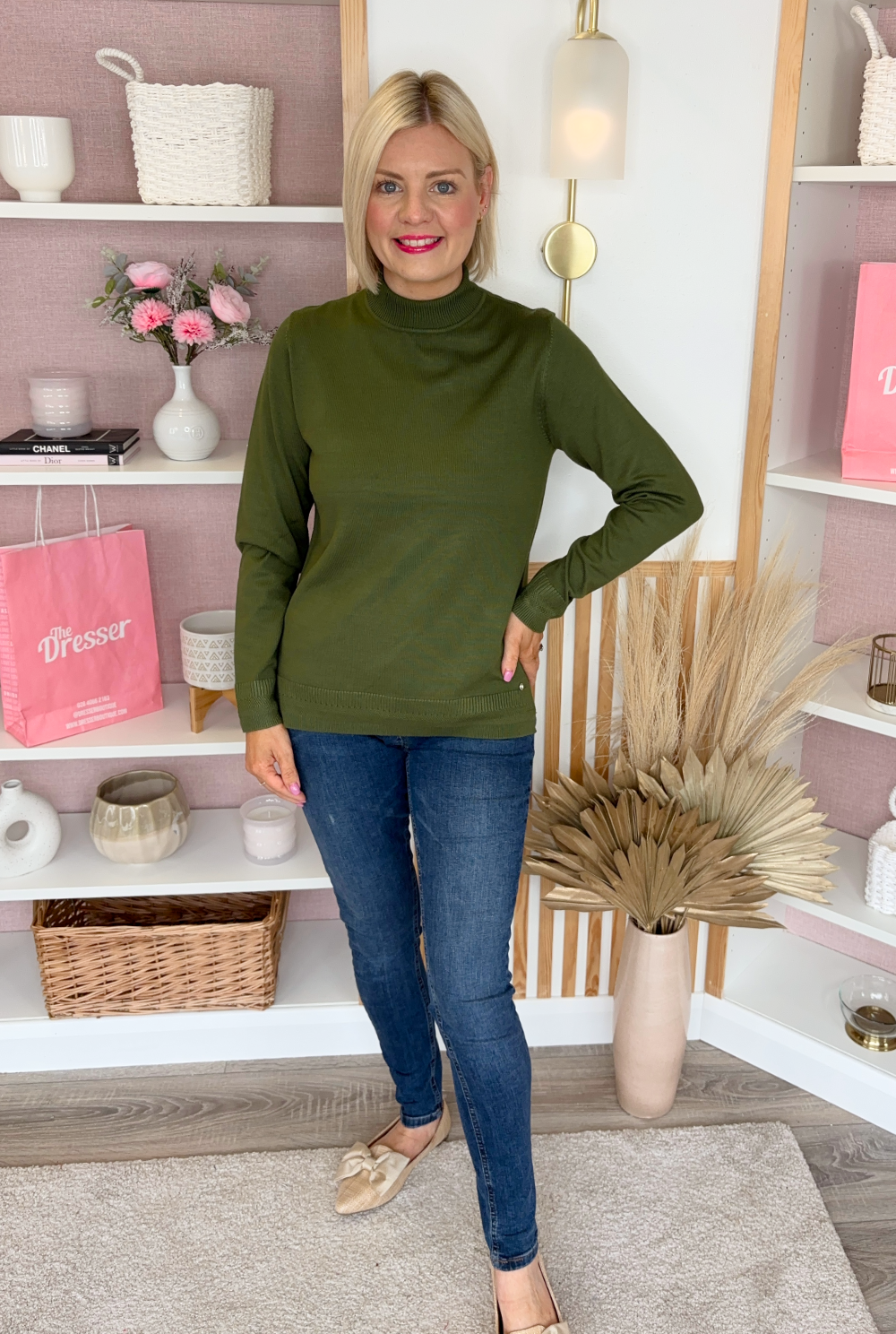 Polo Neck Jumper (Moss)