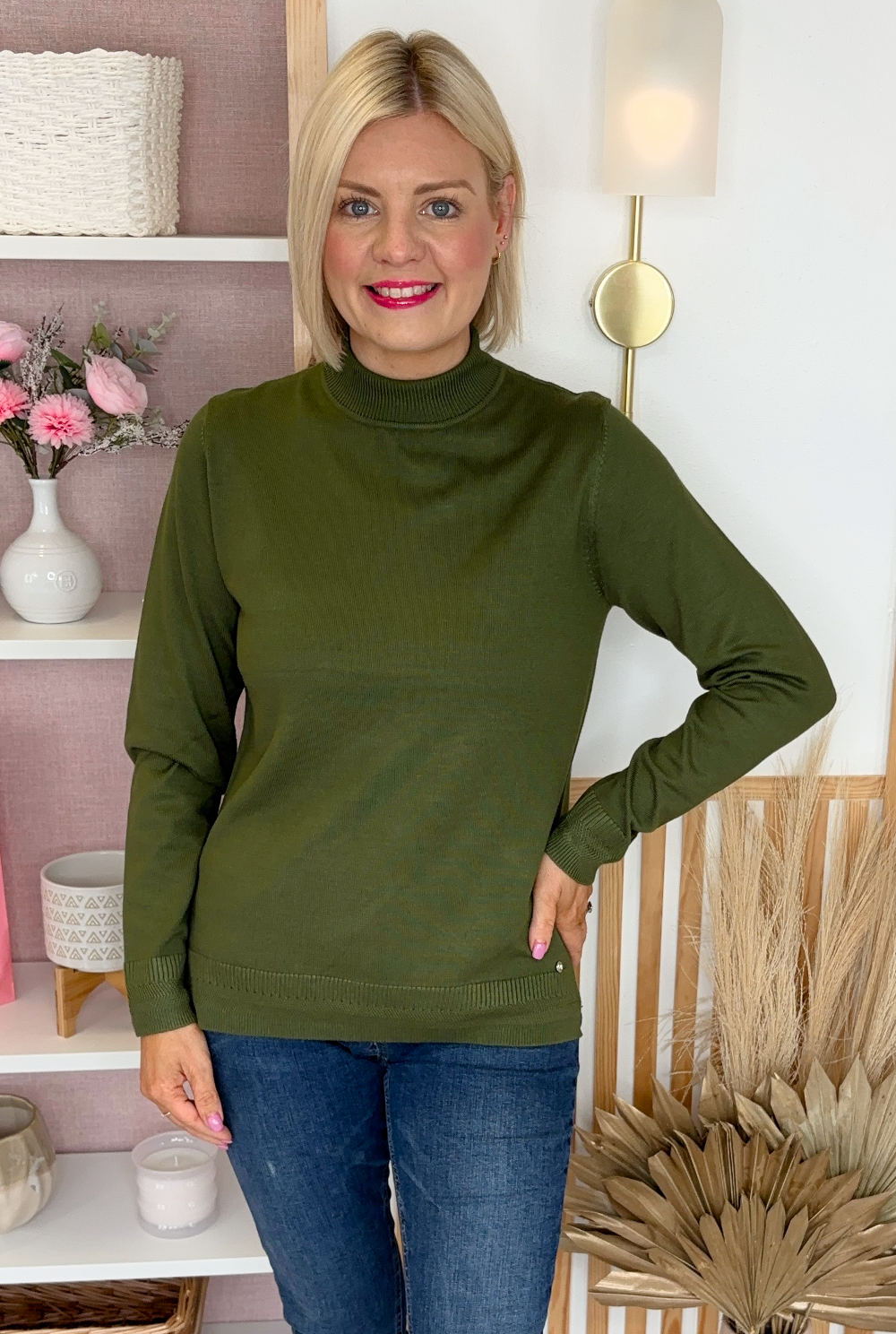 Polo Neck Jumper (Moss)