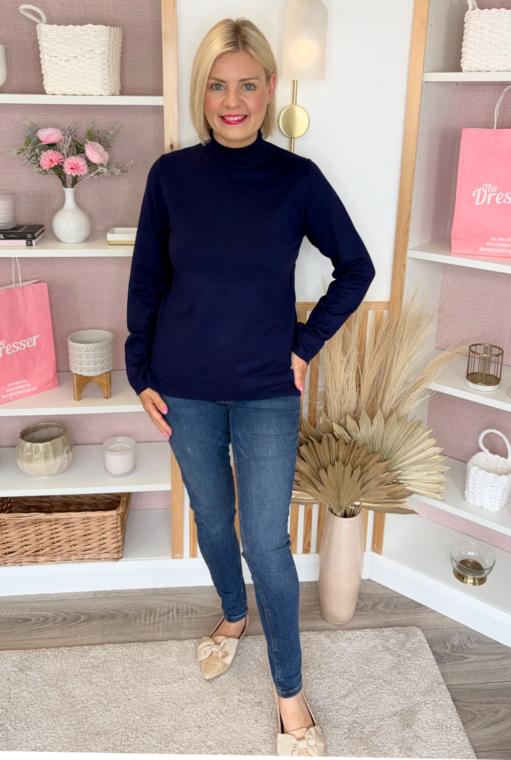 Polo Neck Jumper (Navy)