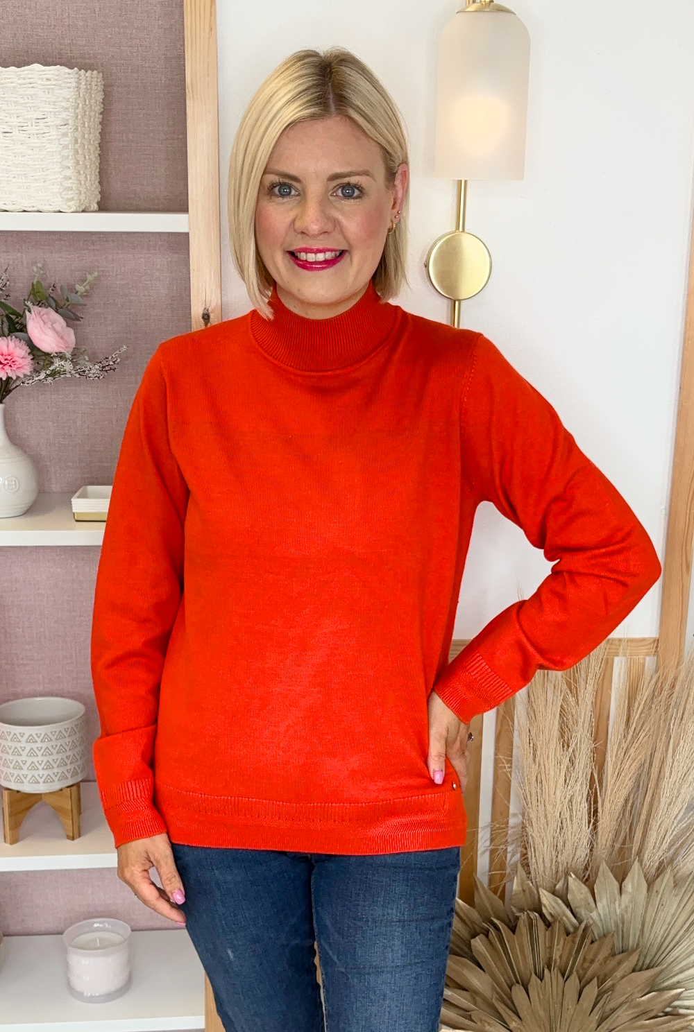 Polo Neck Jumper (Orange)