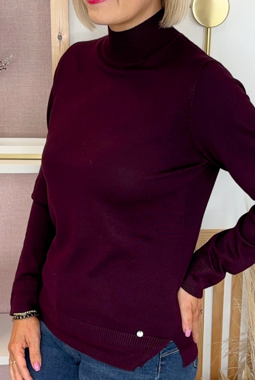 Polo Neck Jumper (Plum)