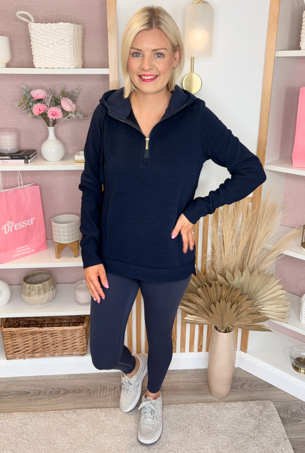 Relax & Renew Hooded 1/4 Zip (Navy)