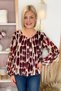 Brush Stroke Blouse (Burgundy)