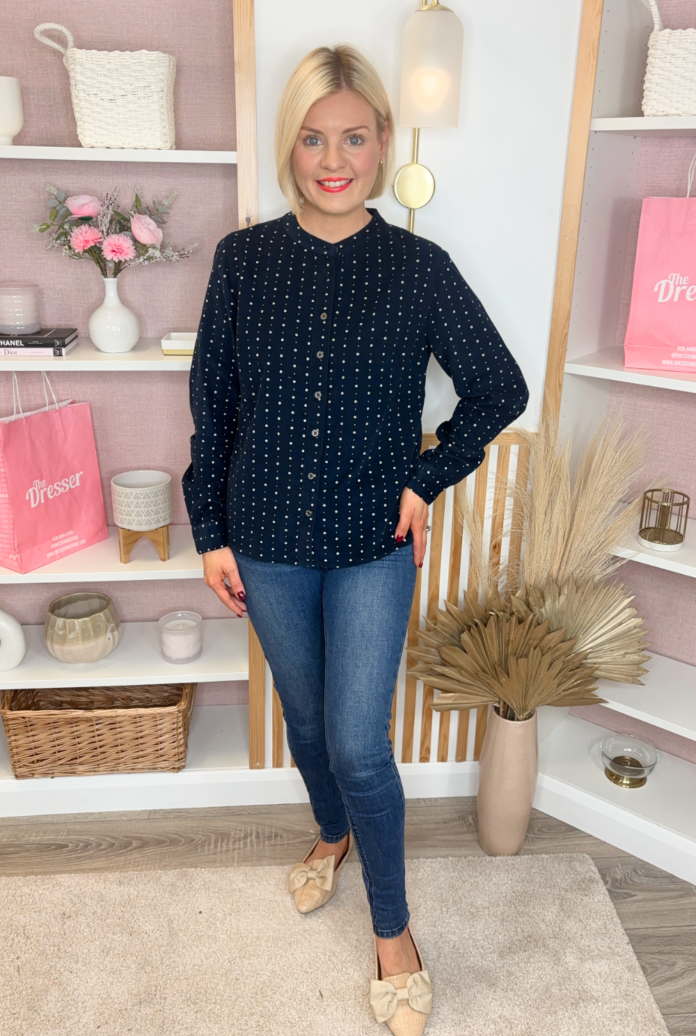 Corduroy Floral Blouse