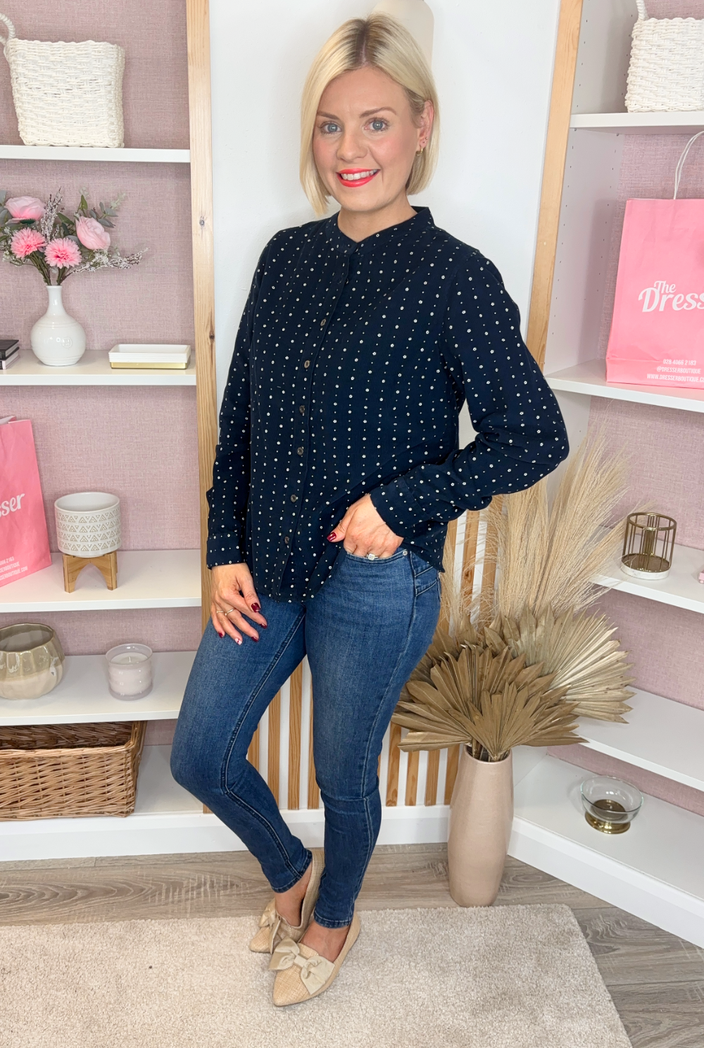 Corduroy Floral Blouse