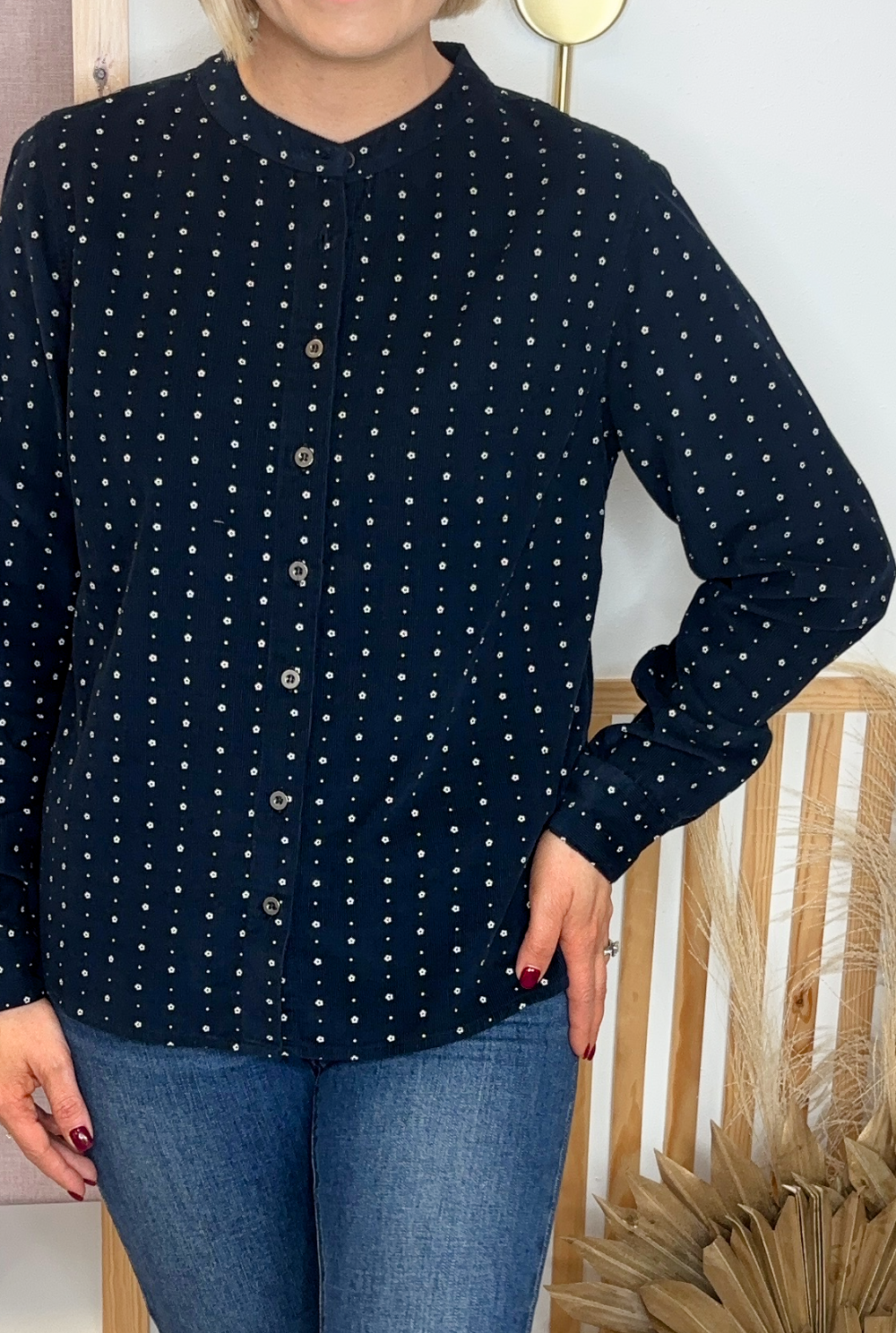 Corduroy Floral Blouse