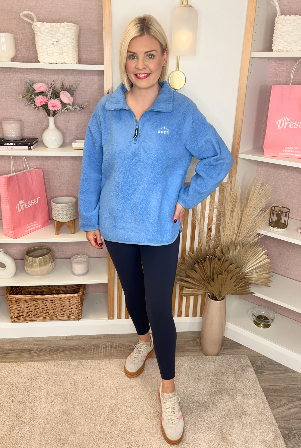 Fleeced Quarter Zip (Blue)