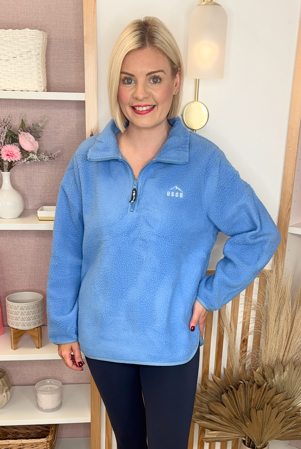 Fleeced Quarter Zip (Blue)