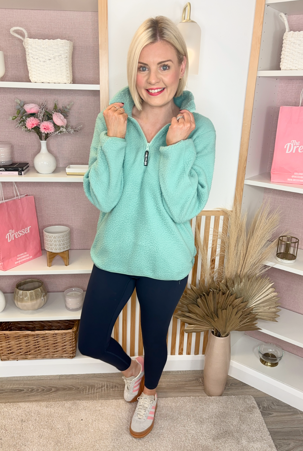 Fleeced Quarter Zip (Green)