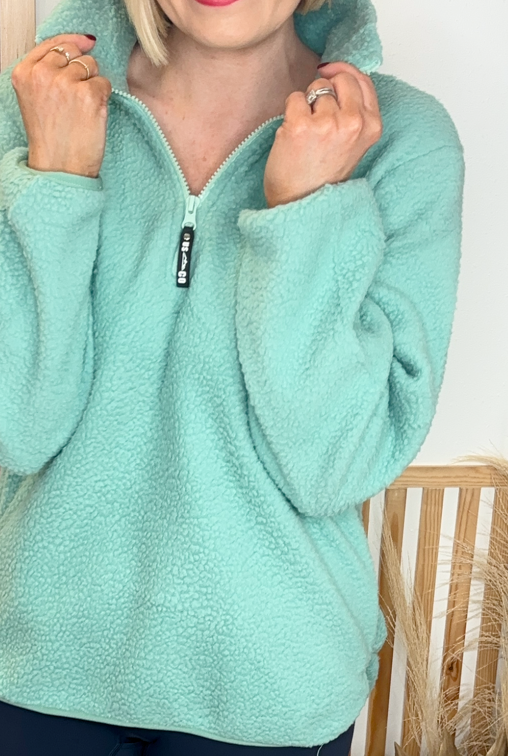 Fleeced Quarter Zip (Green)