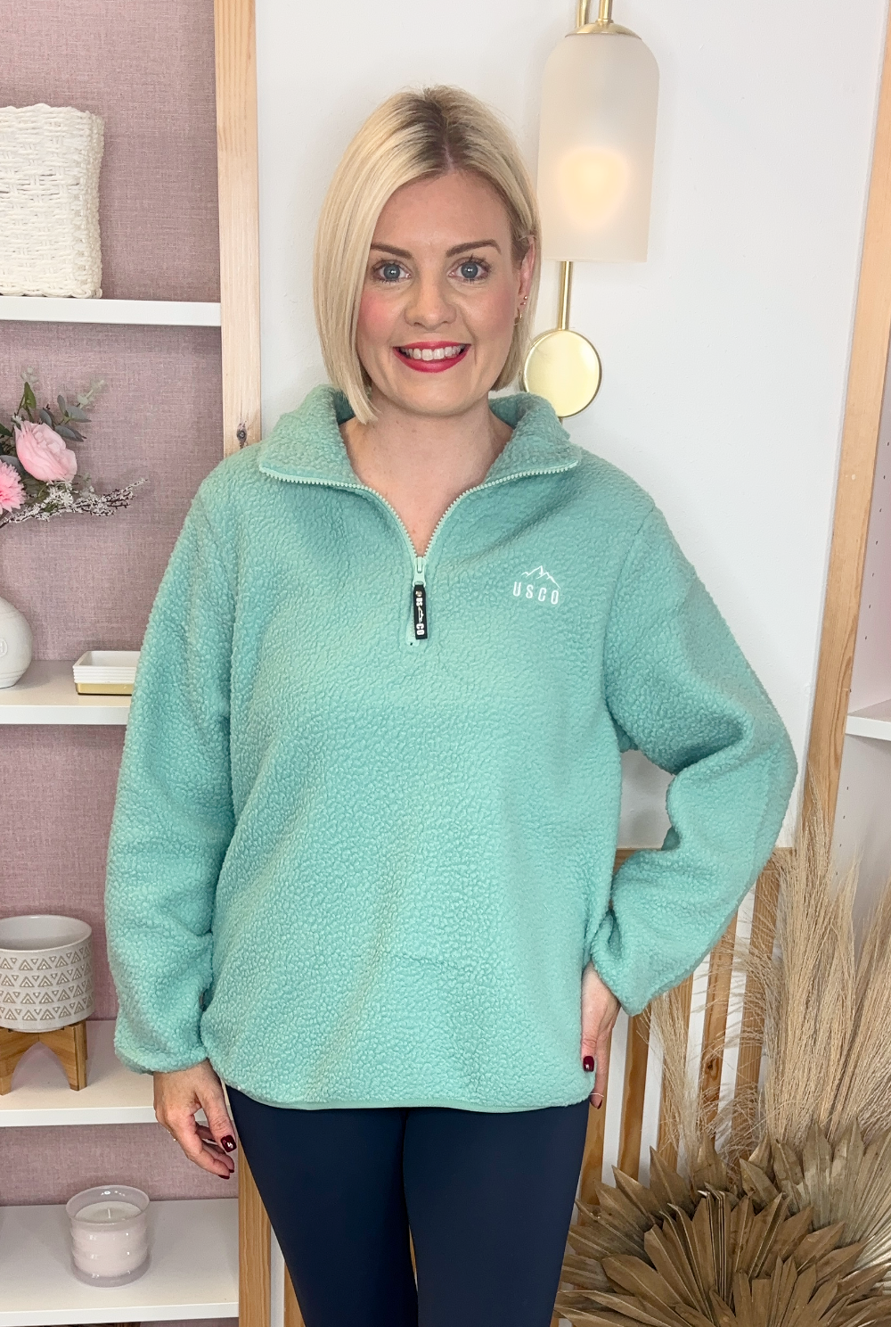 Fleeced Quarter Zip (Green)