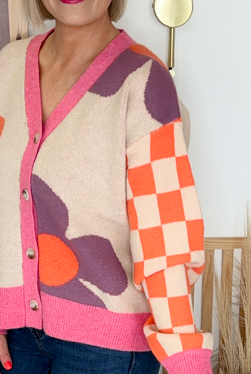 Flower Power Cardigan (Pink/Orange)