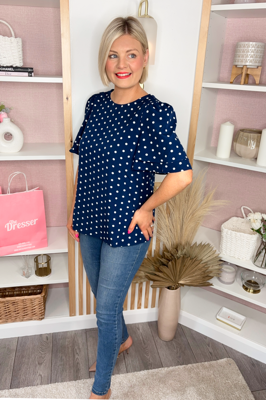 Flutter Sleeve Top (Navy)