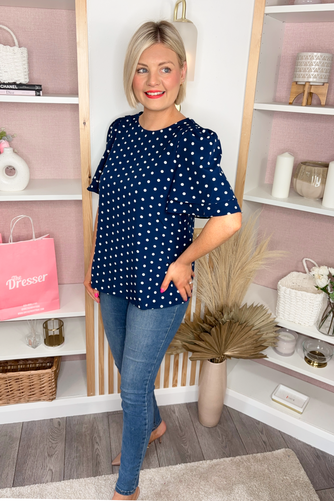 Flutter Sleeve Top (Navy)