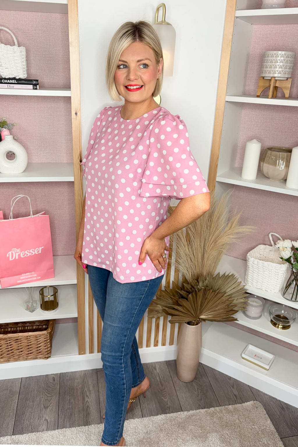 Flutter Sleeve Top (Pink)