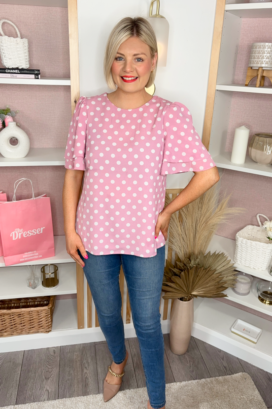 Flutter Sleeve Top (Pink)